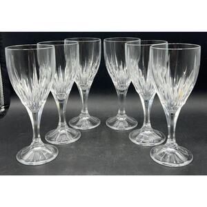 Set of 6 Godinger Ingrid Crystal Water Goblets 8.25" Cut Glass Ireland -Discontd